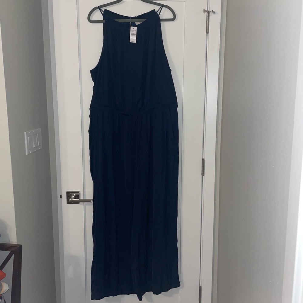 NWT Loft Keyhole Halter Jumpsuit in Navy